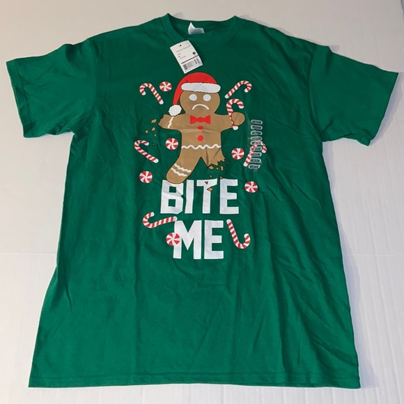 Delta Pro Weight Short Sleeve Adult Medium Gingerbread Man Christmas Tee Shirt - Picture 1 of 4